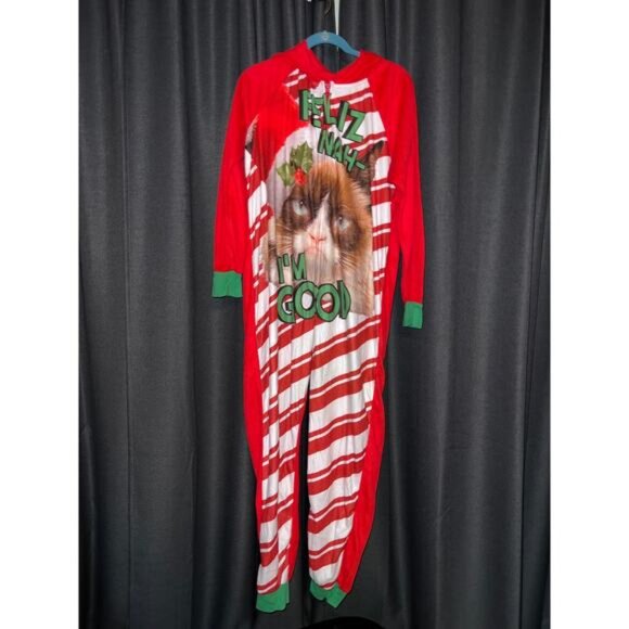 Ugly Christmas Sweater Onesie Size XXL Cat - Picture 1 of 3